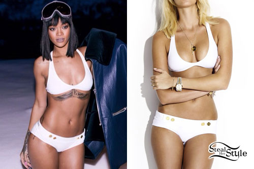 Rihanna: White Button Bikini