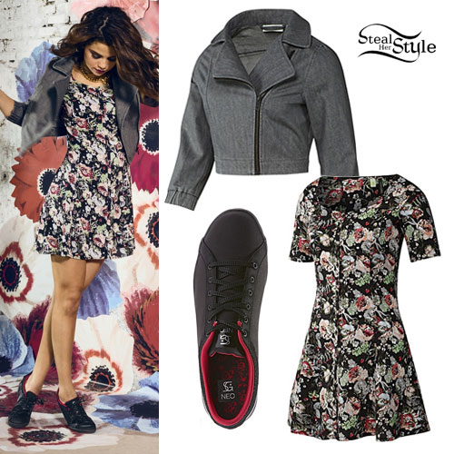 Selena Gomez: Denim Jacket, Floral Dress