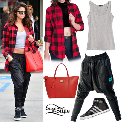 Selena Gomez: Plaid Shirt, Harem Pants