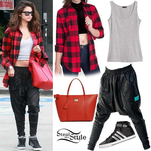 Selena Gomez: Plaid Shirt, Harem Pants | Steal Her Style