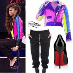 Zendaya: Colorblock Leather Jacket