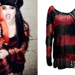 Ash Costello: Red & Black Striped Sweater