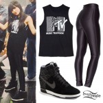 Becky G: MTV Sleeveless T-Shirt Outfit