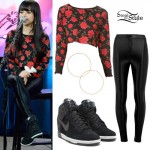 Becky G: Rose Print Sweatshirt Outfit