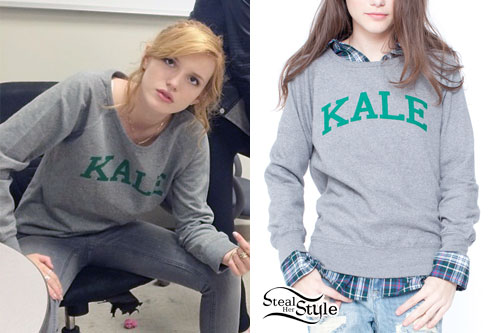 Bella Thorne: Gray Kale Sweatshirt