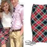 Bella Thorne: Red & Navy Plaid Skirt