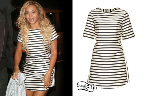 Beyoncé: Black & White Stripe Dress