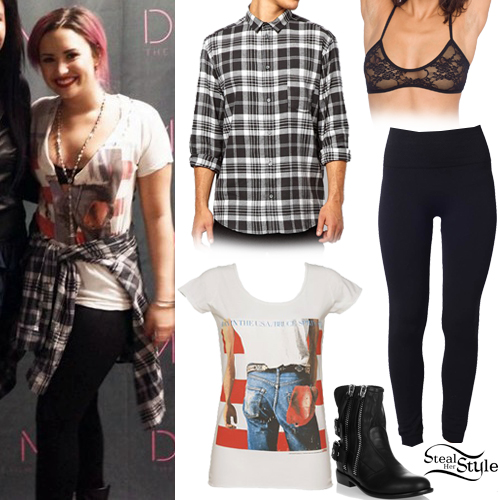Demi Lovato: Graphic Tee, Plaid Shirt