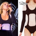 Ellie Goulding: Black & White Mesh Bodysuit