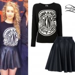 Iggy Azalea: DKNY Sweater, Leather Skirt