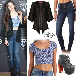 Lauren Jauregui: Floral Tee, High Waisted Jeans | Steal Her Style