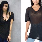 LIGHTS: Sheer Black V-Neck Tee