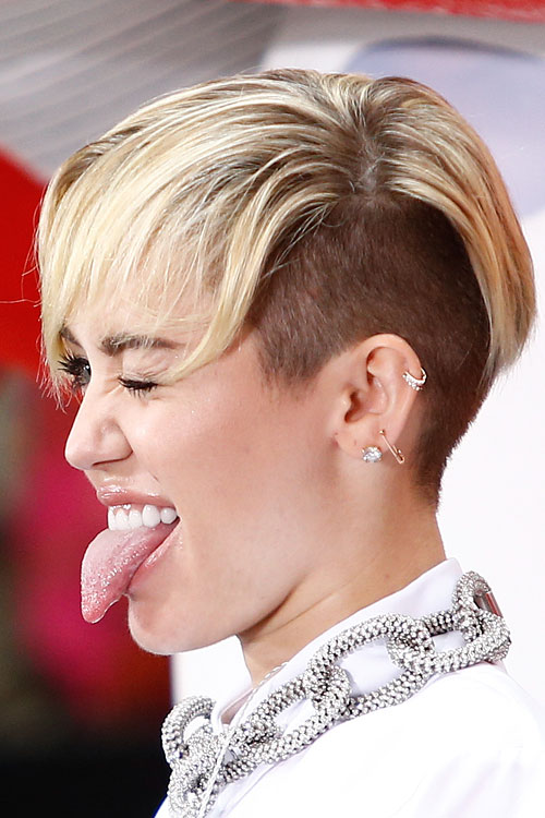 Miley Cyrus Straight Golden Blonde Two-Tone, Undercut Hairstyle Steal Her S...