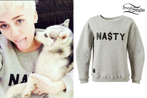 Miley Cyrus: Gray Nasty Sweatshirt