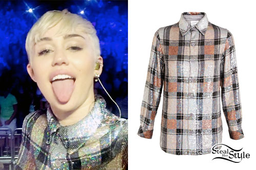 Miley Cyrus: Sequin Plaid Shirt