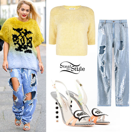 Rita Ora: Sequin Jeans, 'Sweet Talk' Sandals