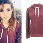 Sydney Sierota: Maroon Leather Sleeve Hoodie