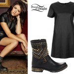 Tay Jardine: Leather Dress, Studded Boots