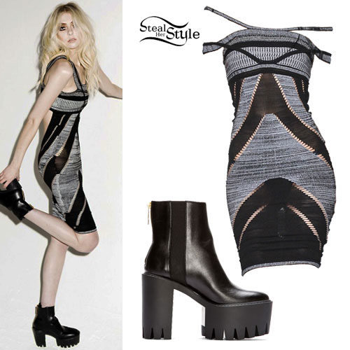 Taylor Momsen: Gray Knit Dress, Platform Booties