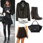 Taylor Swift: Leather Jacket, Black Skirt