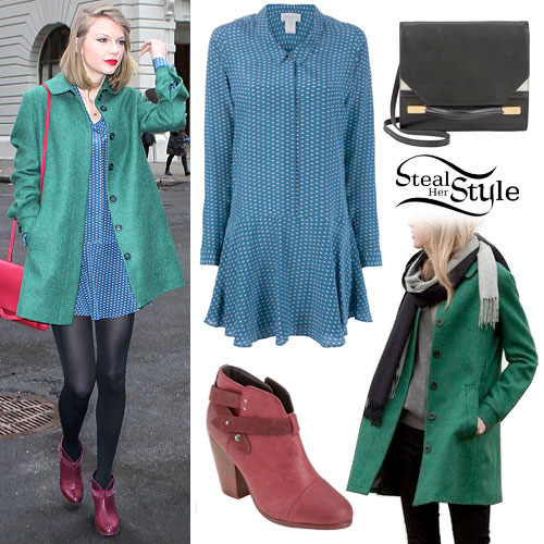 Taylor Swift: Green Coat, Printed Dress
