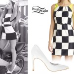 Ariana Grande: Checkerboard Dress & White Pumps