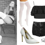 Ariana Grande: Ruffle Crop Top, Metal Tip Pumps