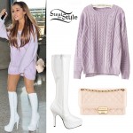 Ariana Grande: Purple Knitted Sweater Outfit