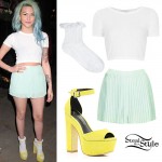 Asami Zdrenka: Mint Green Pleated Shorts Outfit