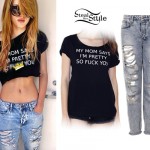 Bella Thorne: My Mom Tee, Ripped Jeans