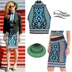 Beyoncé: Print Top, Bodycon Skirt