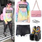 Lily Allen: Watermelon Shorts, Pill Jewelry | Steal Her Style