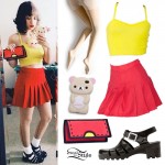 Melanie Martinez: Red Pleated Skirt, Jelly Shoes