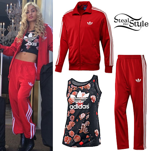 red adidas tracksuit top womens