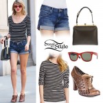 Taylor Swift: Stripe Top, Denim Shorts