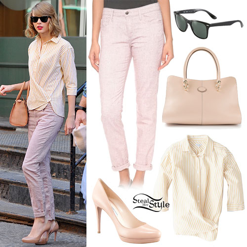 Taylor Swift: Stripe Shirt, Pink Pants