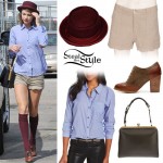 Taylor Swift: Denim Shirt, Scalloped Shorts