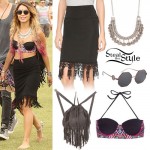 Vanessa Hudgens: Tribal Bustier, Black Skirt