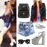 Ariana Grande: Leather Jacket, Denim Shorts