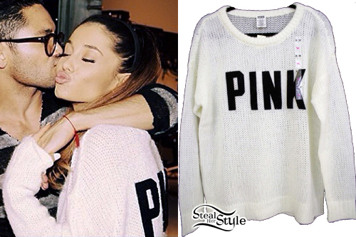 Ariana Grande: 'PINK' Logo Ivory Sweater