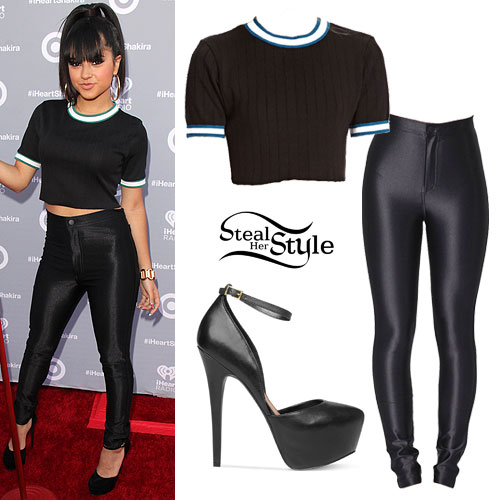 Becky G: Cropped Ringer Tee Outfit