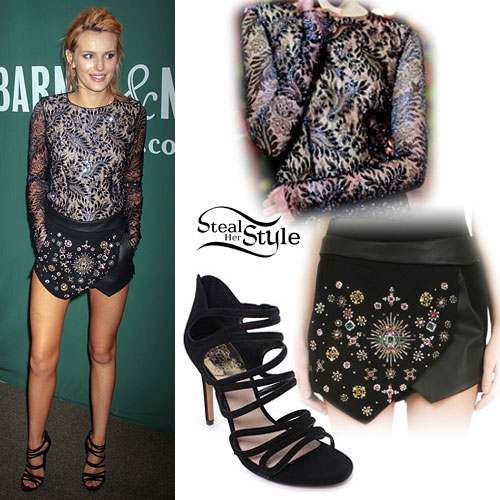 Bella Thorne: Beaded Top, Strappy Sandals