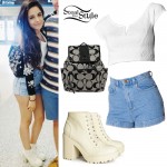 Camila Cabello: Quilted Crop Top, Denim Shorts