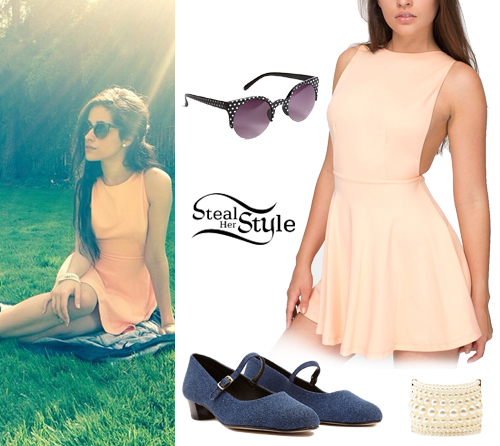 Camila Cabello: Peach Dress, Mary Jane Shoes | Steal Her Style