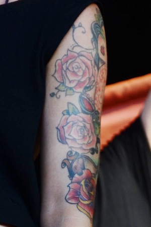 Christina Chriss Portrait, Rose Upper Arm Tattoo | Steal Her Style
