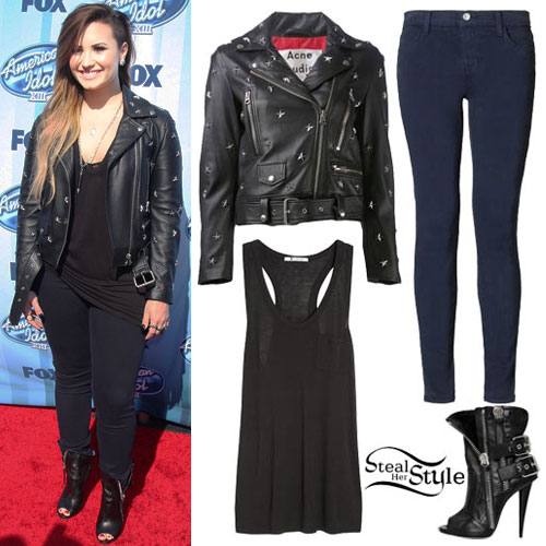 Demi Lovato: Black Tank, Studded Jacket