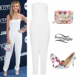 G Hannelius: Ivory Jumpsuit, Floral Pumps