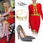 Iggy Azalea: Red Moschino Dress, Glitter Pumps