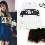 Jessica Sanchez: Varsity Sweater, Lace Shorts