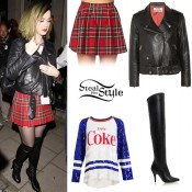 Katy Perry: Leather Jacket, Plaid Skirt | Steal Her Style
